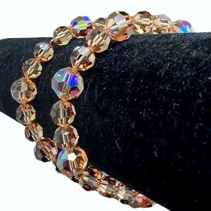 TOPAZ AURORA BOREALIS FACETED CRYSTAL BRACELETS - SET OF 2